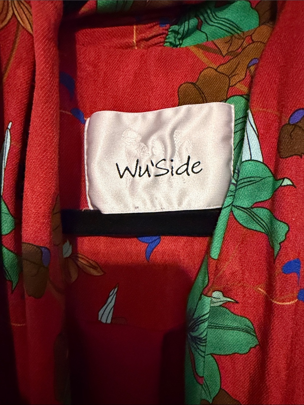Wu’Side Red Floral Fully Lined Kimono - Picture 2 of 6